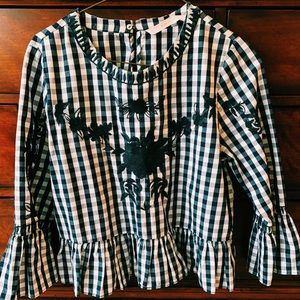 ZARA GINGHAM PEPLUM TRAFALUC COLLECTION TOP